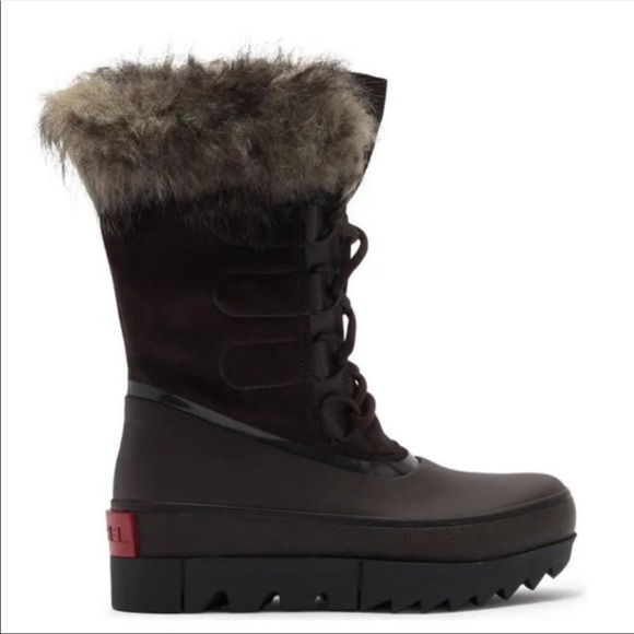 NWT SOREL Joan Of Arctic Next Faux Fur Waterproof Snow Boot In Blackened Brown - Picture 7 of 10
